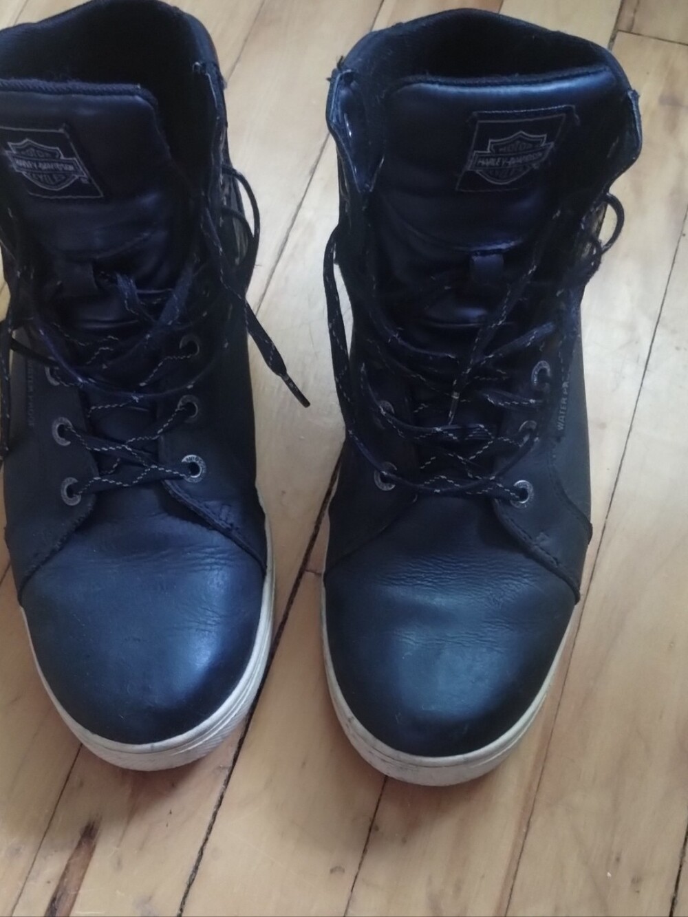 Harley-Davidson Black Men's Lace-Up Boots with White Soles